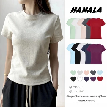 Cotton Áo baby tee Áo croptop Áo ôm body Áo thun ngắn tay vai tích cực dành cho nữ