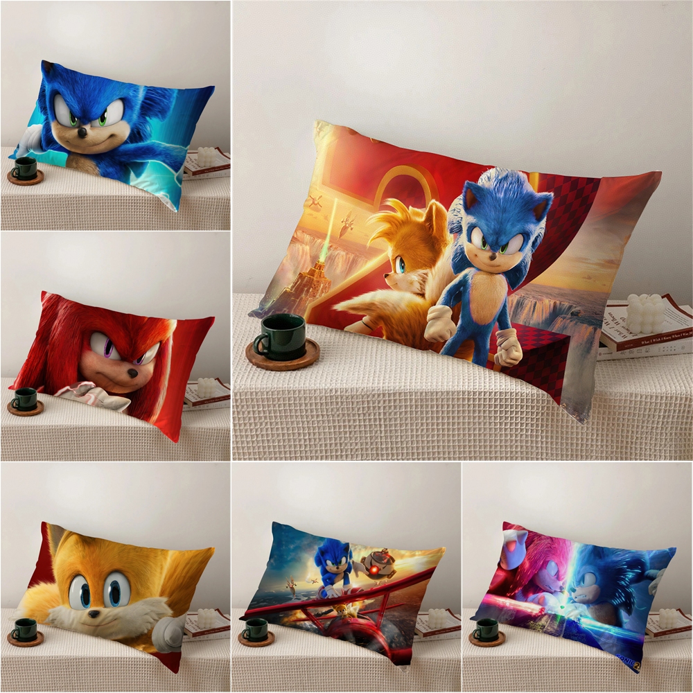 Vỏ Gối Chữ Nhật In Hình Sonic The Hedgehog 2 Mặt Trang Trí Nội Thất