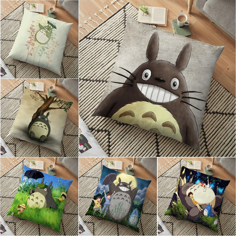 Vỏ Gối Vuông In Hình Totoro Độc Đáo Chất Lượng Cao