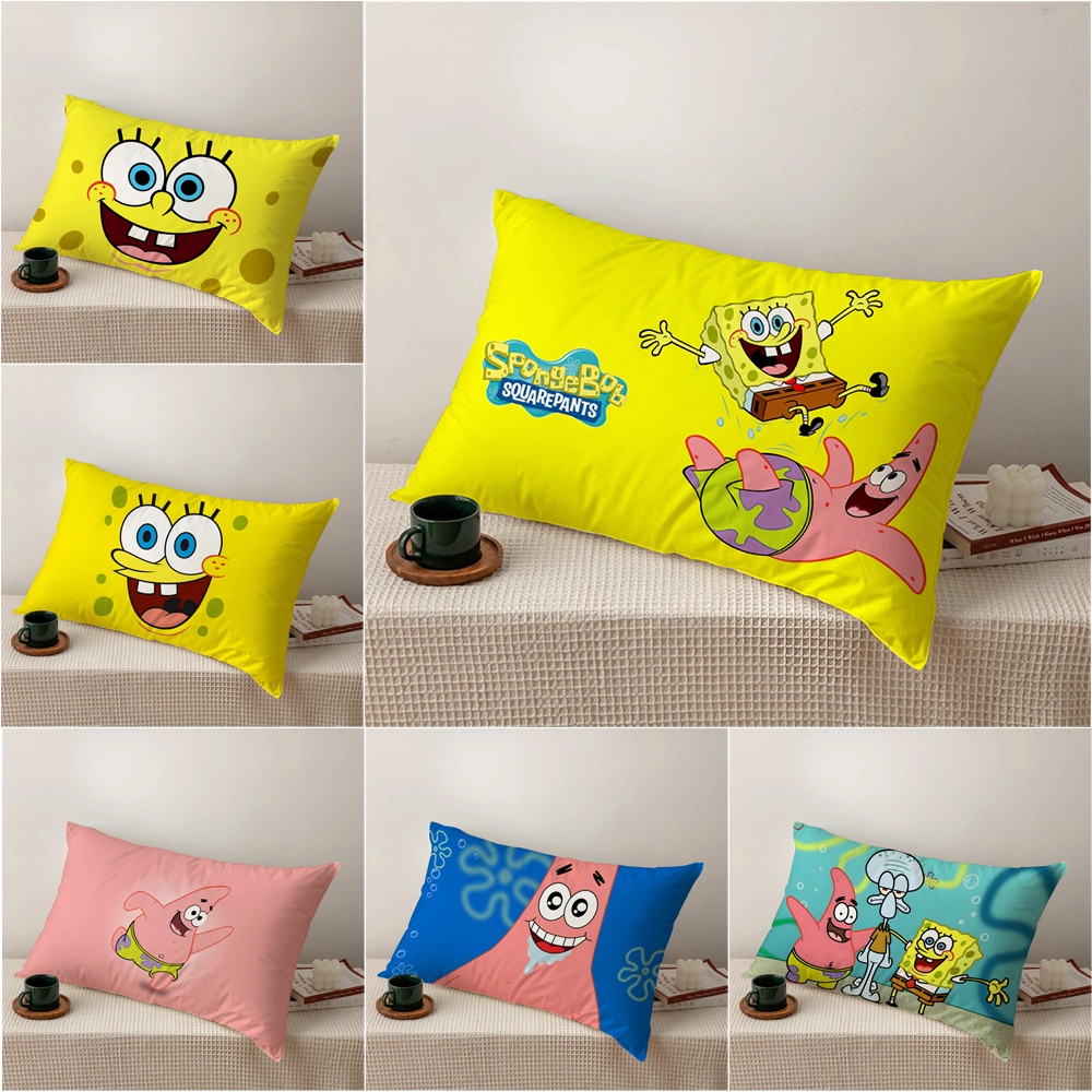Vỏ gối hình chữ nhật SpongeBob SquarePants SpongeBob và Patrick Star Vỏ gối Sofa Polyeste in một mặt Trang trí nhà cửa (Không có lõi)