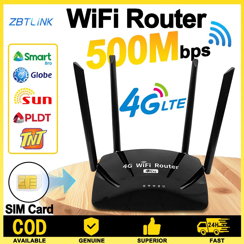 phát wifi 4 Râu Router Bộ định tuyến WiFi Zbtlink 500 Mbps 2.4G / 4G có ...