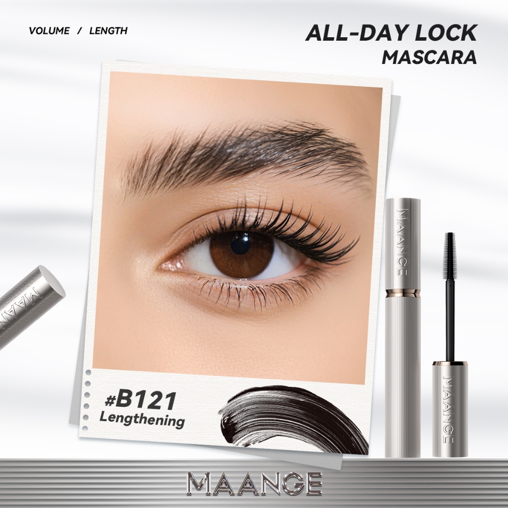 Mascara MAANGE màu đen chuốt mi cong dài dày chống nước và mồ hôi