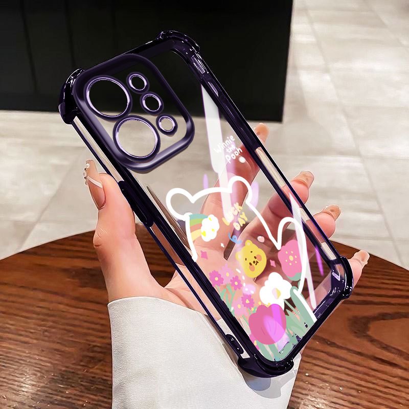 Ốp điện thoại YBD Cho OPPO A6T A6 Pro A6X Reno 15 Reno 14 Pro Reno 15F 14F 5G Gấu Hoạt Hình Dễ Thương Chống Rơi Rơi Bảo Vệ Toàn Diện