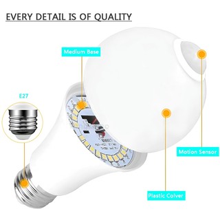 Cảm biến chuyển động 5W 9W 12W E27 Bóng đèn LED cảm ứng Tự động bật / tắt với PIR Phát hiện chuyển động Hành lang Bóng đèn trang trí sân vườn