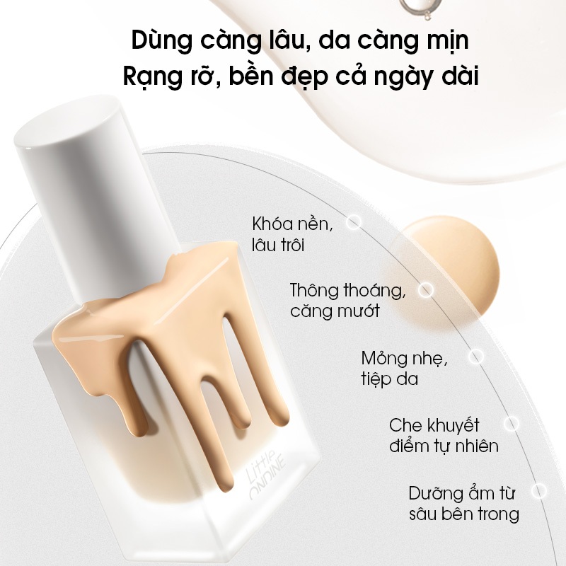Little Ondine Kem nền Thích hợp cho da dầu hỗn hợp Không trang điểm lâu dài, kiểm soát dầu 30ml