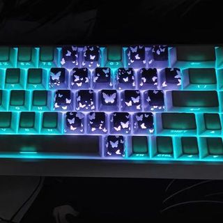Bướm Clove Keycaps Trong Suốt Tỏa Sáng Xuyên Trái Tim Keycap Anh Đào Hồ Sơ Chất Liệu PC Cho Bàn Phím Cơ