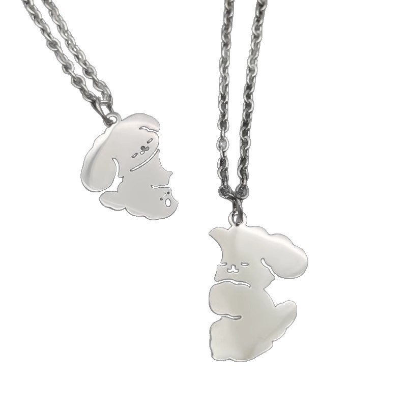Vòng cổ cặp đôi Hugging Puppy bằng thép titan - Thời trang cho học sinh và bạn gái