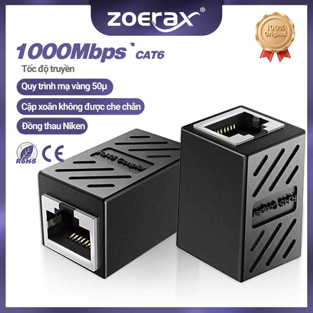 ZoeRax Đầu nối RJ45 Bộ chuyển đổi Ethernet mạng nữ sang nữ Đầu nối LAN ...