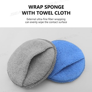 SEAMETAL 5 Chiếc Xe Sáp Ba Lan Bọt Biển 5 Inch Xe Chi Tiết Sáp Applicator Miếng Lót Túi Tròn Microfiber Bọt Biển Dụng Cụ Vệ Sinh Xe Hơi