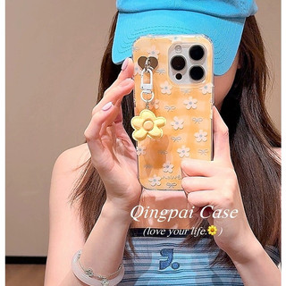 Hàn Quốc Ins Nơ Hoa Vàng Mặt Dây Chuyền Hai Lớp imd Ốp Lưng Điện Thoại iPhone 16Promax 16Pro 14 15 Pro Max 13 Ngọt Ngào Nữ Tính Vỏ Di Động