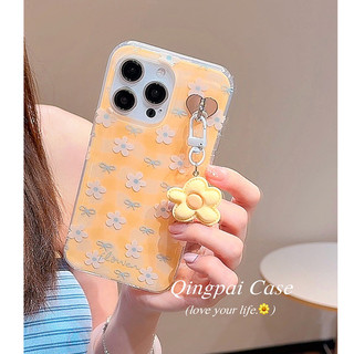 Hàn Quốc Ins Nơ Hoa Vàng Mặt Dây Chuyền Hai Lớp imd Ốp Lưng Điện Thoại iPhone 16Promax 16Pro 14 15 Pro Max 13 Ngọt Ngào Nữ Tính Vỏ Di Động