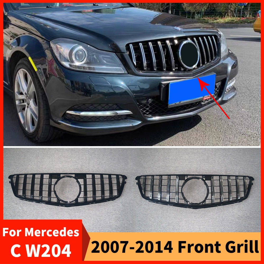 GT Phong Cách Trước Lưới Tản Nhiệt Đua Lưới Tản Nhiệt Cho Xe Mercedes W204 Benz C Lớp 2007 2008 2009 2010 2011 2012 2013 2014 S204 C204 Coupe C43 C200 C300 C350 C250 C180 Chỉnh