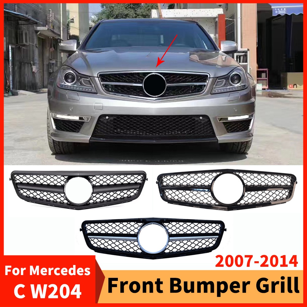 Lưới tản nhiệt phía trước phong cách AMG Lưới tản nhiệt cho Mercedes W204 C204 S204 Benz C lớp 2007 2008 2009 2010 2011 2012 2013 2014 như C180 C200 C220 C300 C250 Body Kit Tạo kiểu