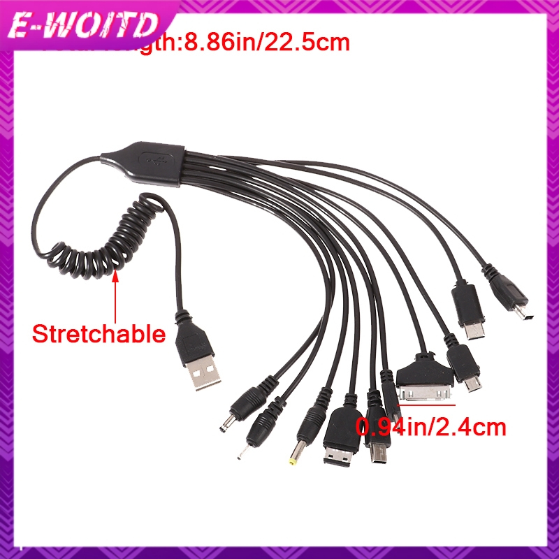 E-woitd 1Pc 10 Trong 1 Micro USB Đa Pin Cáp Sạc Đa Năng USB Adapter Cáp Dây Dữ Liệu Dây Cáp Truyền Dữ Liệu HNVN