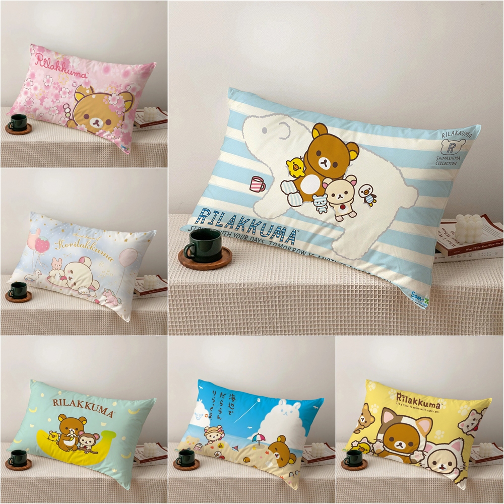 Vỏ Gối Hình Chữ Nhật In Họa Tiết Rilakkuma Một Mặt Dễ Thương Trang Trí Nhà Cửa (Không Kèm Lõi)
