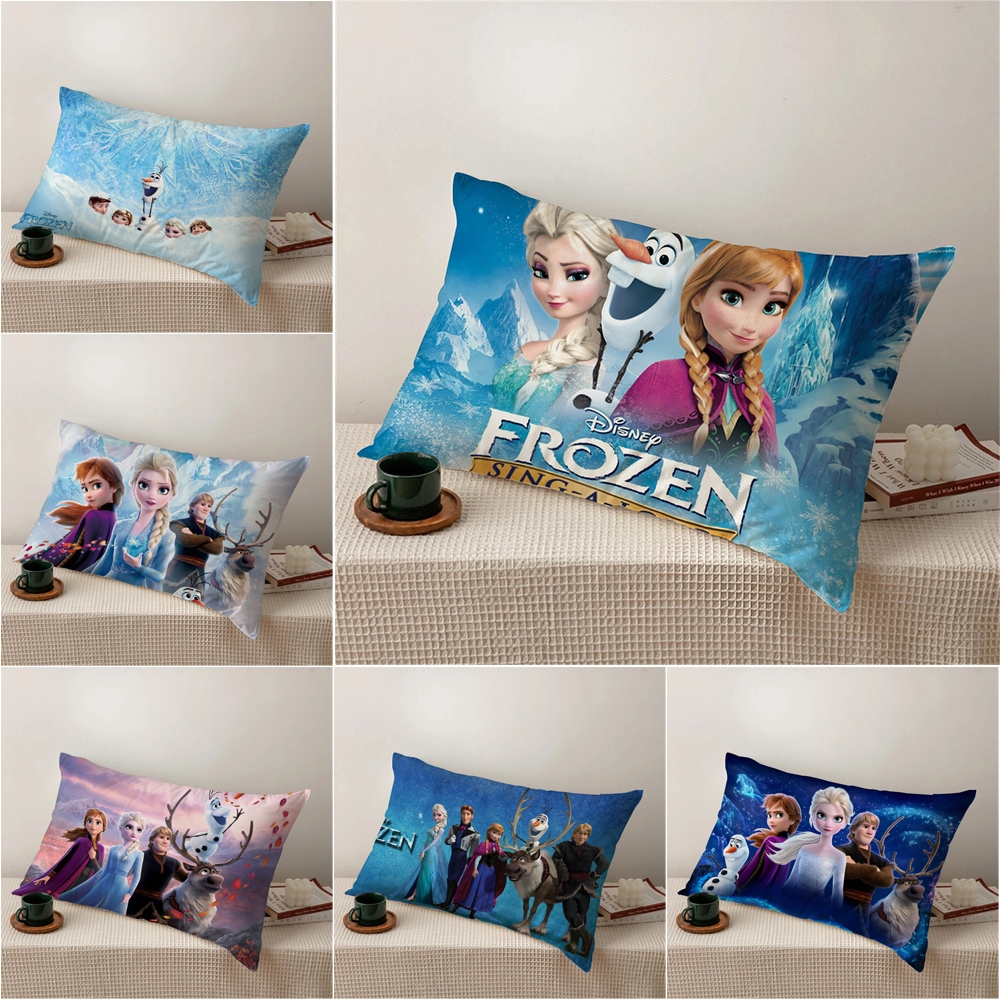 Vỏ Gối Chữ Nhật In Hình Hoạt Hình Frozen Một Mặt Bằng Polyeste Trang Trí Nhà Cửa (Không Kèm Lõi)