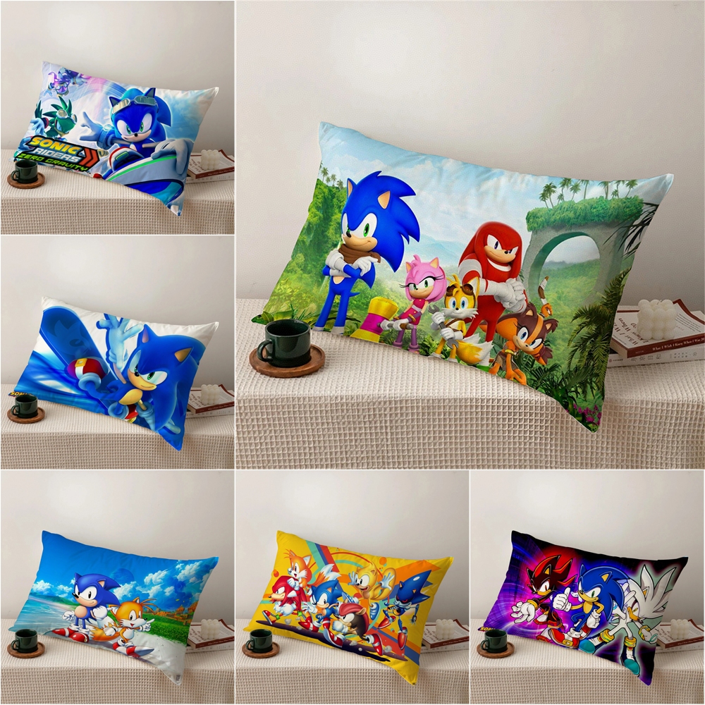 Vỏ bọc gối hình chữ nhật in hình Sonic The Hedgehog 50x30cm chất lượng cao