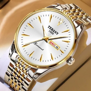 Đồng hồ nam lịch tự động sang trọng nguyên bản Đồng hồ chống nước bằng thép không gỉ nguyên bản Đồng hồ thời trang nam phiên bản Hàn Quốc Đồng hồ Thụy Sĩ Relo dành cho nam