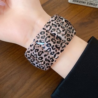 Vòng tay acrylic vuông in hình con báo, trang sức thời trang cho nữ