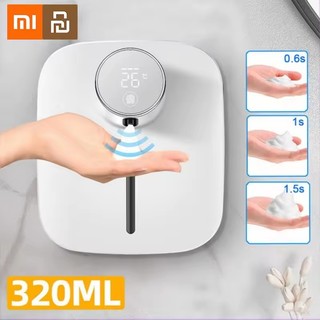 Youpin Máy phân phối xà phòng tự động treo tường Cảm biến hồng ngoại đa chức năng LED Màn hình kỹ thuật số Xốp không chạm USB có thể sạc lại