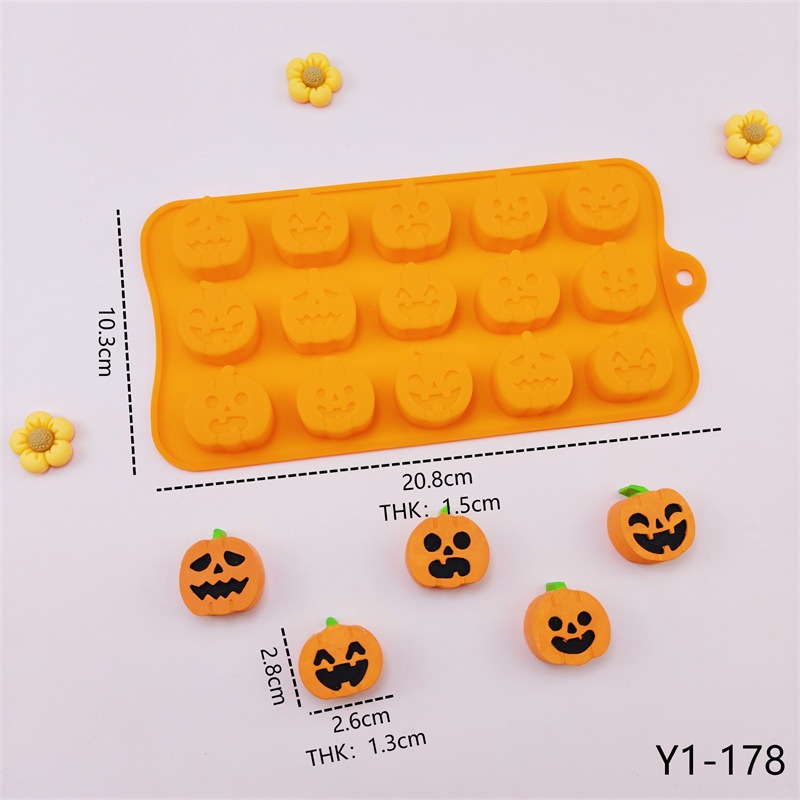 77 Khoang Ma Bí Ngô Khuôn Silicon Halloween Series Silicone Miếng Lót Bánh Fondant Cookie Cắt Sáng Tạo Khuôn Socola Làm Đá DIY Khuôn Nướng Bánh----