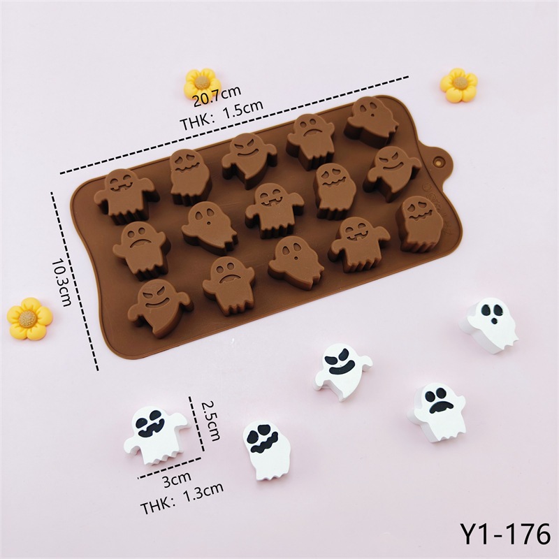 77 Khoang Ma Bí Ngô Khuôn Silicon Halloween Series Silicone Miếng Lót Bánh Fondant Cookie Cắt Sáng Tạo Khuôn Socola Làm Đá DIY Khuôn Nướng Bánh----