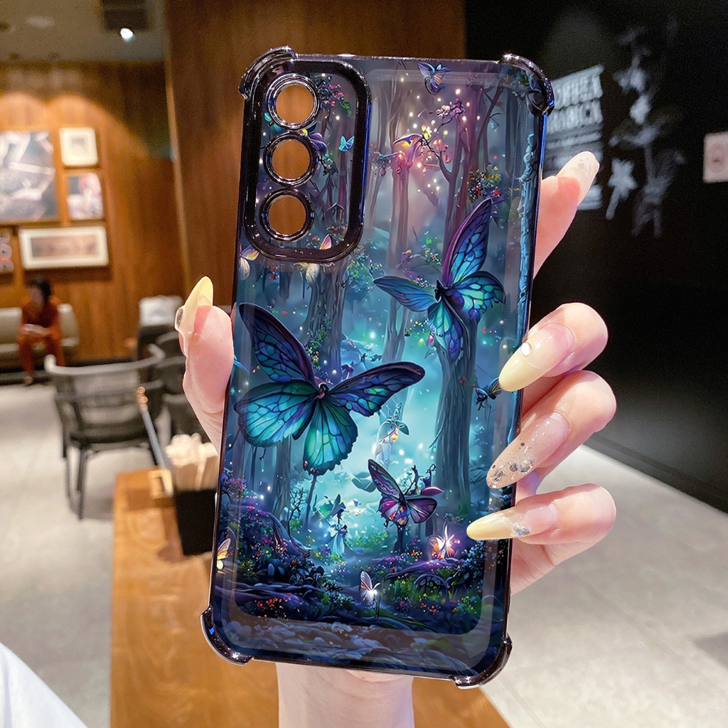 Dành Cho Samsung Galaxy Samsung Galaxy A17 A07 A15 A05 A35 A55 A14 A34 A33 A53 A56 A36 A06 A16 Vỏ Mạ Trong Suốt Hoa Bướm Chống Rơi