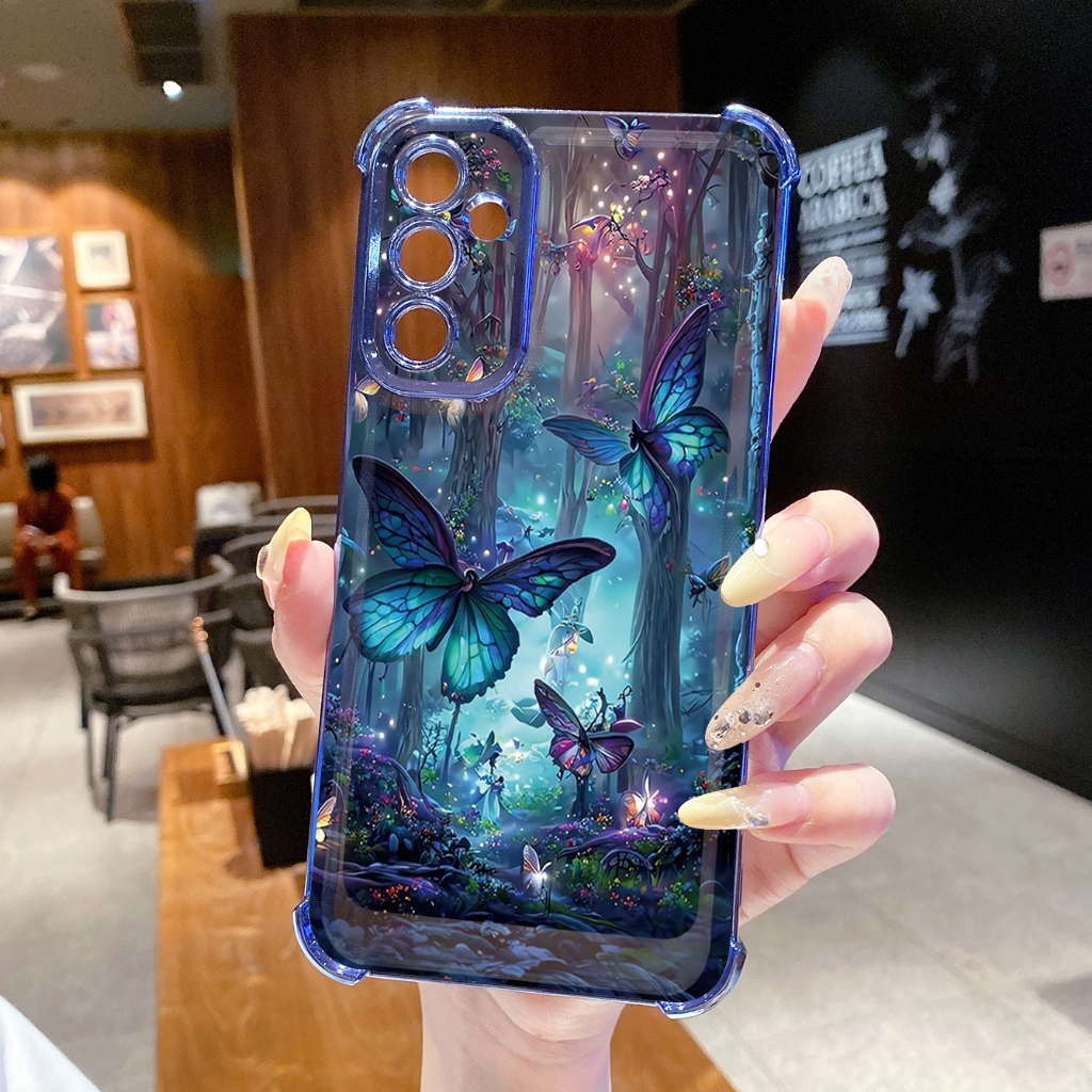 Dành Cho Samsung Galaxy Samsung Galaxy A17 A07 A15 A05 A35 A55 A14 A34 A33 A53 A56 A36 A06 A16 Vỏ Mạ Trong Suốt Hoa Bướm Chống Rơi