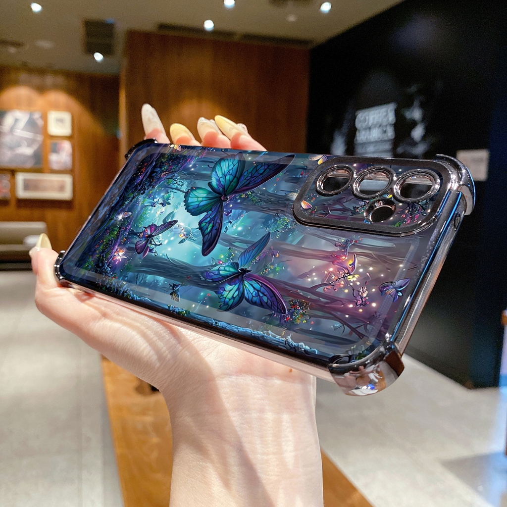 Dành Cho Samsung Galaxy Samsung Galaxy A17 A07 A15 A05 A35 A55 A14 A34 A33 A53 A56 A36 A06 A16 Vỏ Mạ Trong Suốt Hoa Bướm Chống Rơi