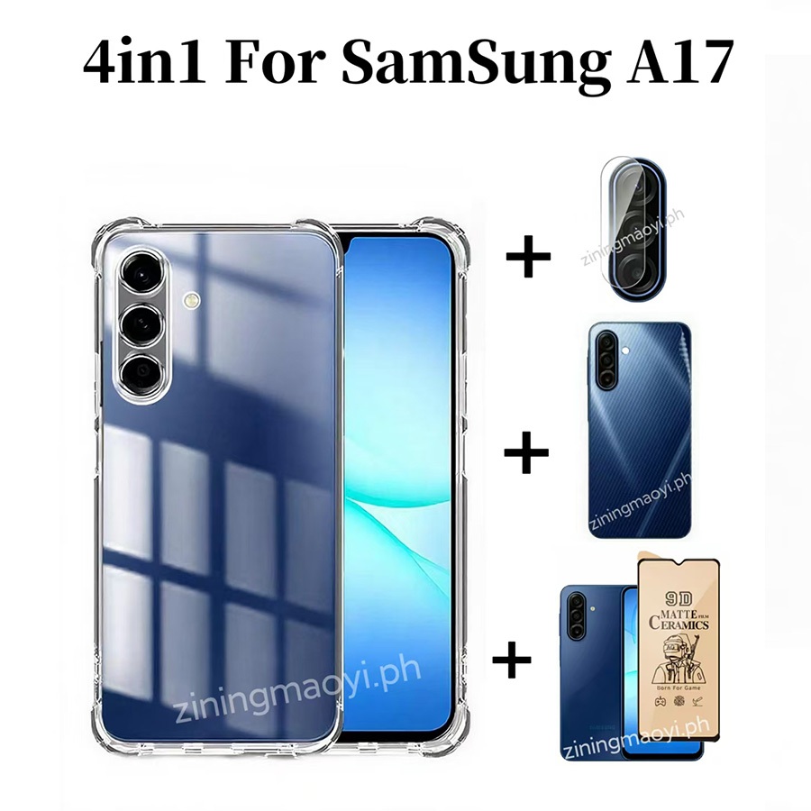 [Hàng có sẵn] Ốp điện thoại trong suốt mềm chống sốc 4in1 Samsung Galaxy A17 cho Samsung Galaxy A56 A26 A36 A16 A06 Phim màng màng và ống kính bằng gốm và phim mặt sau