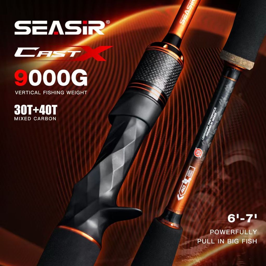 SEASIR Cast X Cần Câu Sợi Carbon 1.83M-2.1M Nhẫn Hướng Dẫn Zirconia Dụ Trọng Lượng 7-25G 9KG Cần Quay Siêu Kéo & Cần Đúc