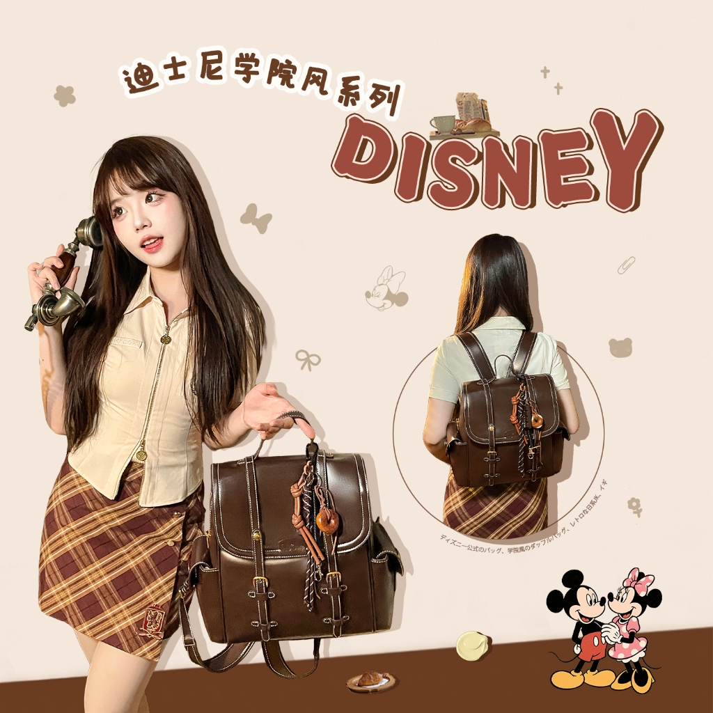 【Free Cute Doll】𝘿𝙞𝙨𝙣𝙚𝙮 Ba lô chuột Mickey phong cách Anh cổ điển Disney