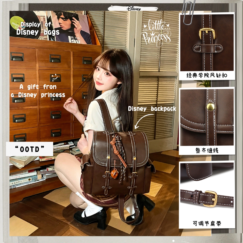 【Free Cute Doll】𝘿𝙞𝙨𝙣𝙚𝙮 Ba lô chuột Mickey phong cách Anh cổ điển Disney