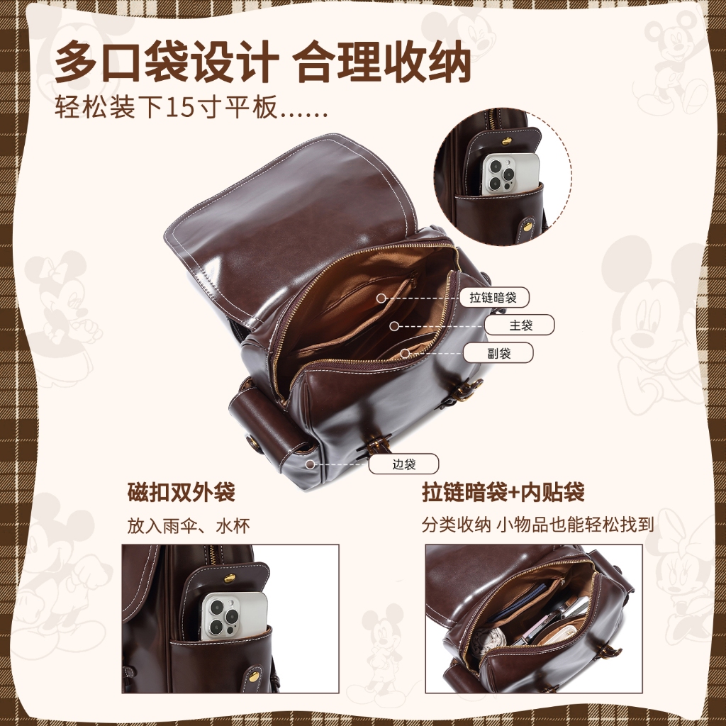 【Free Cute Doll】𝘿𝙞𝙨𝙣𝙚𝙮 Ba lô chuột Mickey phong cách Anh cổ điển Disney