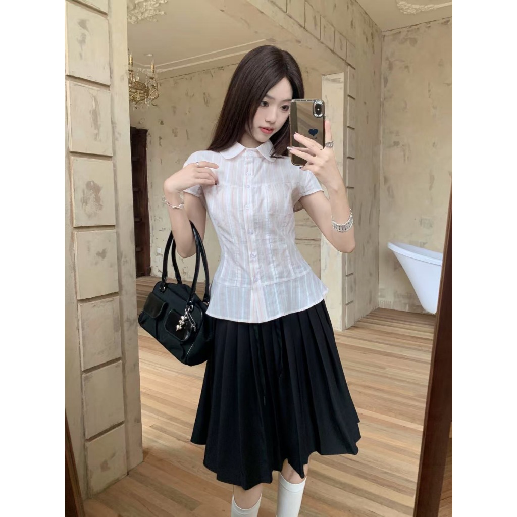 SUXI Áo sơ mi ngắn tay đơn giản giản dành cho nữ mùa hè mới 250620