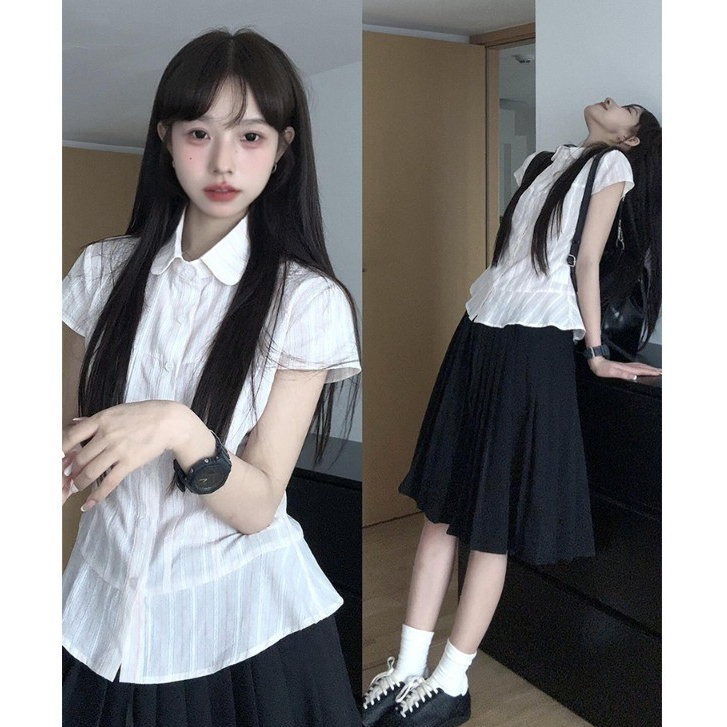 SUXI Áo sơ mi ngắn tay đơn giản giản dành cho nữ mùa hè mới 250620