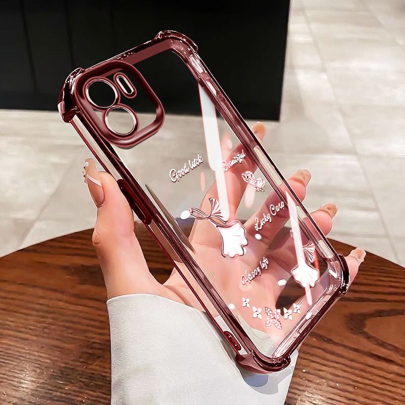 Ốp điện thoại chống rơi YBD cho Redmi A1 A2 Plus A1 + A2 + 2022 Xiaomi POCO C50 C51 Lá phong bạch quả cổ điển Bảo vệ toàn diện Ốp lưng trong suốt