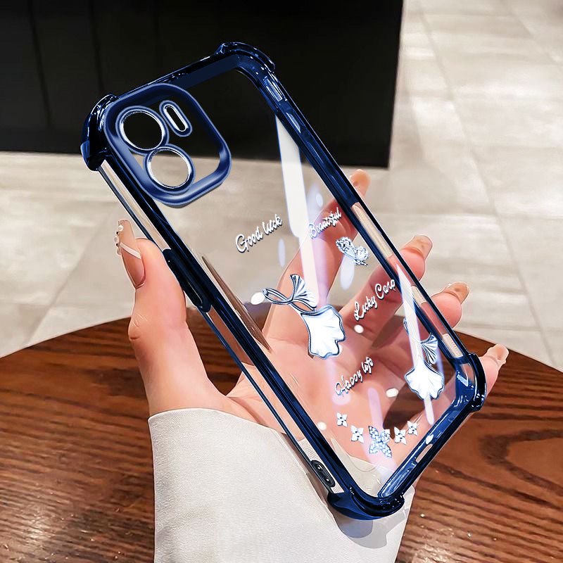 Ốp điện thoại chống rơi YBD cho Redmi A1 A2 Plus A1 + A2 + 2022 Xiaomi POCO C50 C51 Lá phong bạch quả cổ điển Bảo vệ toàn diện Ốp lưng trong suốt
