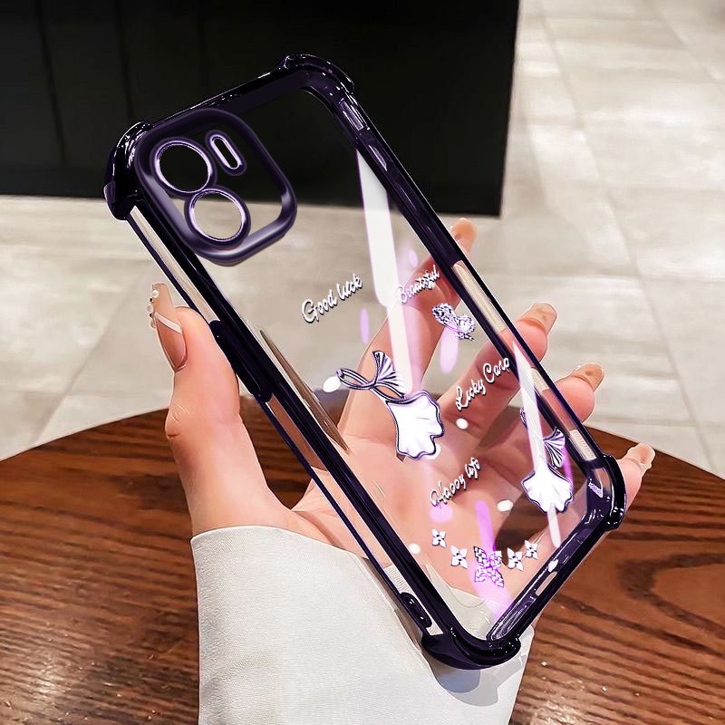 Ốp điện thoại chống rơi YBD cho Redmi A1 A2 Plus A1 + A2 + 2022 Xiaomi POCO C50 C51 Lá phong bạch quả cổ điển Bảo vệ toàn diện Ốp lưng trong suốt