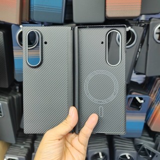 Dành Cho Samsung Galaxy Z Fold 7 Gấp Từ Xoay Trục Bọc Cao Cấp Aramid Sợi Carbon Vỏ Khung Sạc Không Dây