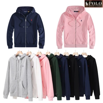 Ralph lauren Áo Hoodie RL POLO Nam Full Dây Kéo Áo Hoodie Cổ Điển Rời Phiên Bản Cotton Áo Hoodie
