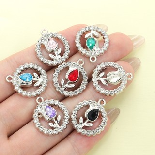 10 Chiếc Nhiều Màu Sắc Kim Cương Giả Inlay Hoa Tulip Vòng Hoa Quyến Rũ Tính Khí Thanh Lịch Xương Đòn Dây Chuyền Vòng Cổ Bông Tai Và Dây Xích Khác Đồ Trang Trí Thiết Kế Hoa DIY Mặt Dây Tròn Rỗng