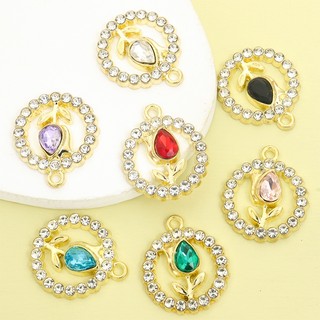10 Chiếc Nhiều Màu Sắc Kim Cương Giả Inlay Hoa Tulip Vòng Hoa Quyến Rũ Tính Khí Thanh Lịch Xương Đòn Dây Chuyền Vòng Cổ Bông Tai Và Dây Xích Khác Đồ Trang Trí Thiết Kế Hoa DIY Mặt Dây Tròn Rỗng