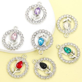 10 Chiếc Nhiều Màu Sắc Kim Cương Giả Inlay Hoa Tulip Vòng Hoa Quyến Rũ Tính Khí Thanh Lịch Xương Đòn Dây Chuyền Vòng Cổ Bông Tai Và Dây Xích Khác Đồ Trang Trí Thiết Kế Hoa DIY Mặt Dây Tròn Rỗng