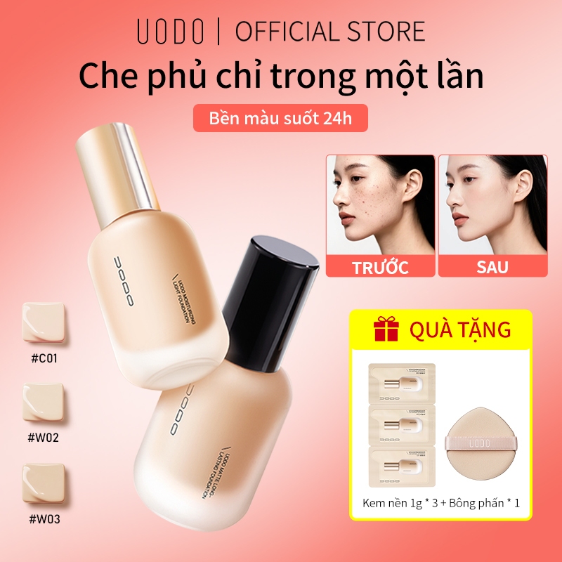 [QUÀ TẶNG MIỄN PHÍ] UODO Foundation kem nền Kiểm soát dầu lâu trôi không thấm nước 24h 30g