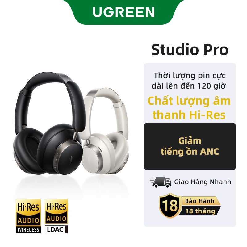 Tai nghe không dây ANC UGREEN Studio Pro 48dB Tai nghe Bluetooth qua tai |Khử tiếng ồn chủ động |Thời gian chơi Hi-Res LDAC 120h