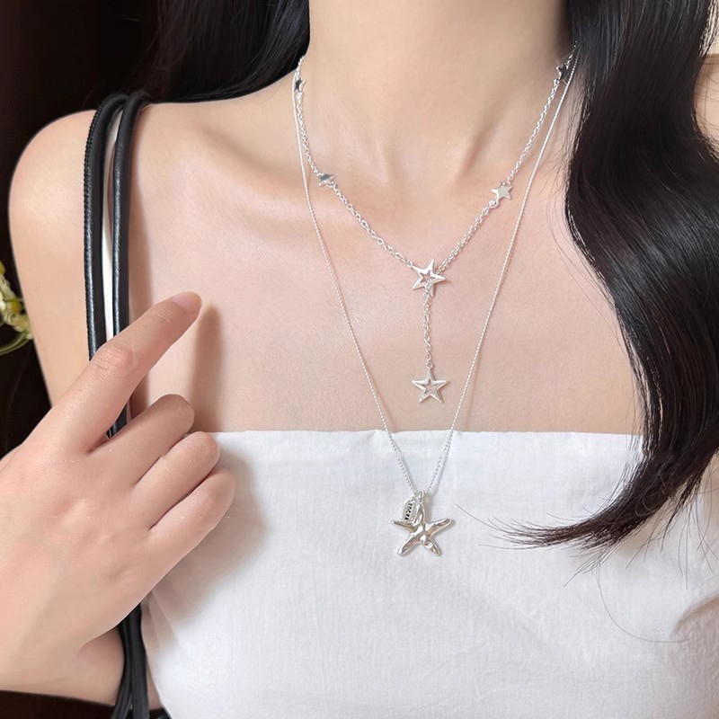 Phiên Bản Hàn Quốc Thời Trang Đơn Giản Sao Kéo Vòng Cổ Nữ Bạc Quà Tặng Ngày Lễ Sinh Viên