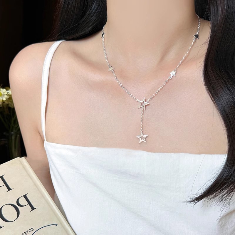 Phiên Bản Hàn Quốc Thời Trang Đơn Giản Sao Kéo Vòng Cổ Nữ Bạc Quà Tặng Ngày Lễ Sinh Viên