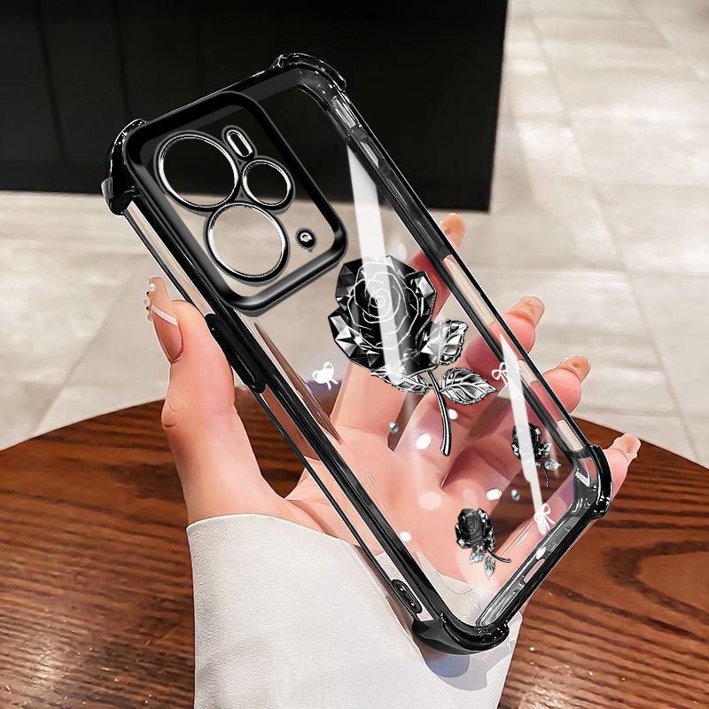 Ốp Điện Thoại Chống Rơi YBD Cho Realme 14 Pro Plus Realme 14T 5G Pha Lê Sáng Kim Cương Hoa Hồng Bảo Vệ Toàn Diện Ốp Lưng Trong Suốt