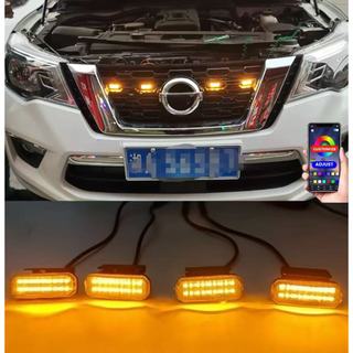 Đèn LED Lưới Tản Nhiệt Trước CHO NISSAN TERRA Đèn Chạy Ban Ngày Bánh Xe Lông Mày Đèn 12V trung tâm ô tô lưới đèn nhỏ màu vàng
